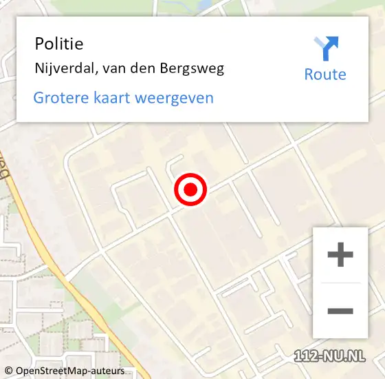 Locatie op kaart van de 112 melding: Politie Nijverdal, van den Bergsweg op 13 januari 2023 03:00