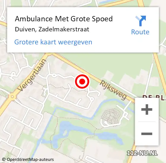 Locatie op kaart van de 112 melding: Ambulance Met Grote Spoed Naar Duiven, Zadelmakerstraat op 13 januari 2023 03:05