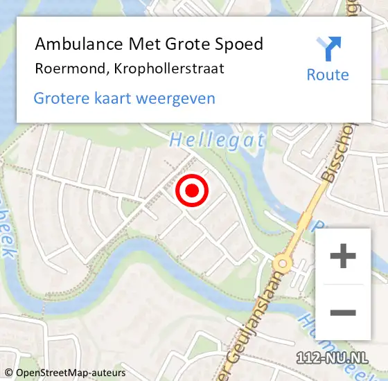 Locatie op kaart van de 112 melding: Ambulance Met Grote Spoed Naar Roermond, Krophollerstraat op 13 januari 2023 04:39