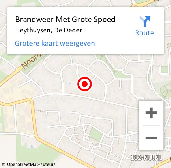 Locatie op kaart van de 112 melding: Brandweer Met Grote Spoed Naar Heythuysen, De Deder op 13 januari 2023 05:46