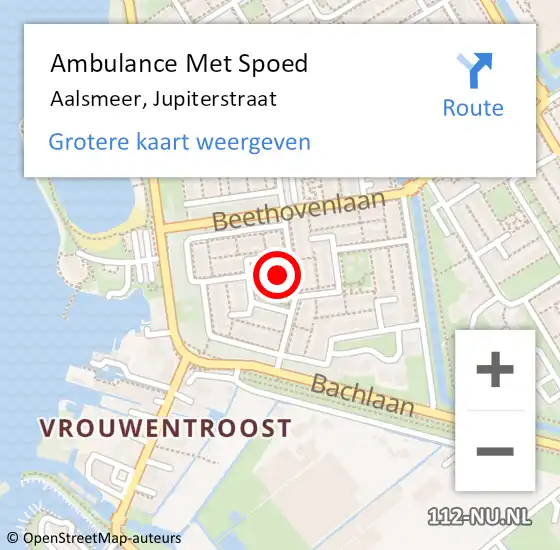 Locatie op kaart van de 112 melding: Ambulance Met Spoed Naar Aalsmeer, Jupiterstraat op 13 januari 2023 06:11