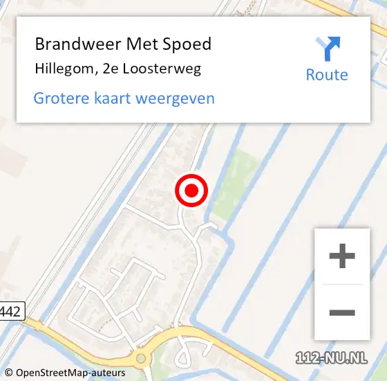 Locatie op kaart van de 112 melding: Brandweer Met Spoed Naar Hillegom, 2e Loosterweg op 13 januari 2023 06:25