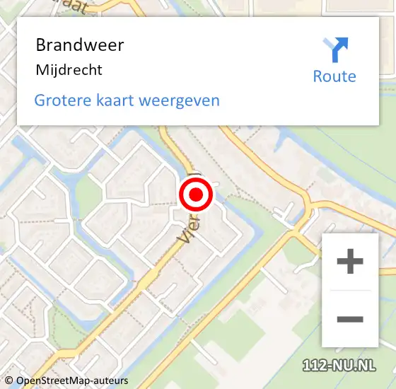 Locatie op kaart van de 112 melding: Brandweer Mijdrecht op 13 januari 2023 07:21