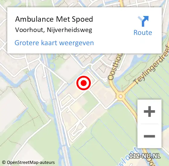 Locatie op kaart van de 112 melding: Ambulance Met Spoed Naar Voorhout, Nijverheidsweg op 13 januari 2023 07:46