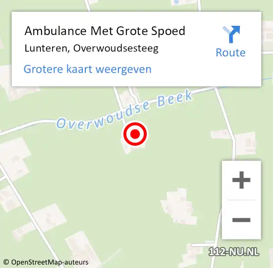 Locatie op kaart van de 112 melding: Ambulance Met Grote Spoed Naar Lunteren, Overwoudsesteeg op 13 januari 2023 08:07