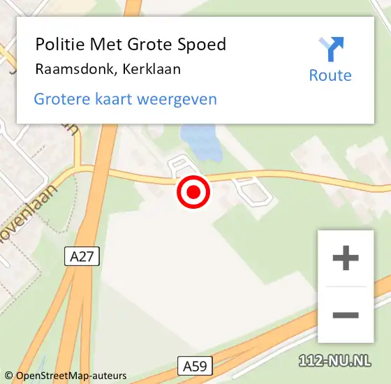 Locatie op kaart van de 112 melding: Politie Met Grote Spoed Naar Raamsdonk, Kerklaan op 13 januari 2023 08:10