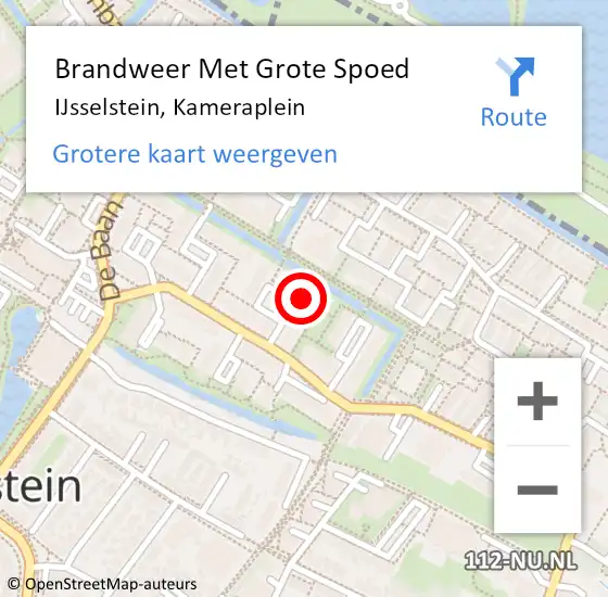 Locatie op kaart van de 112 melding: Brandweer Met Grote Spoed Naar IJsselstein, Kameraplein op 13 januari 2023 08:20