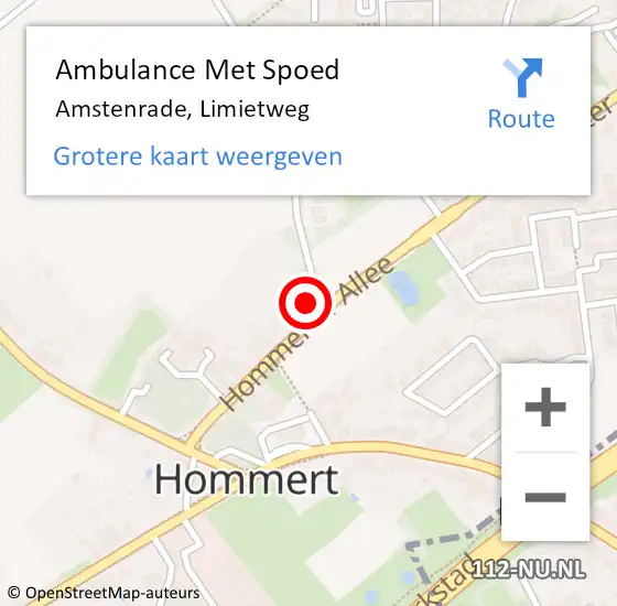 Locatie op kaart van de 112 melding: Ambulance Met Spoed Naar Amstenrade, Limietweg op 12 augustus 2014 00:23