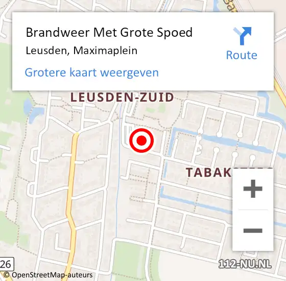 Locatie op kaart van de 112 melding: Brandweer Met Grote Spoed Naar Leusden, Maximaplein op 13 januari 2023 08:52