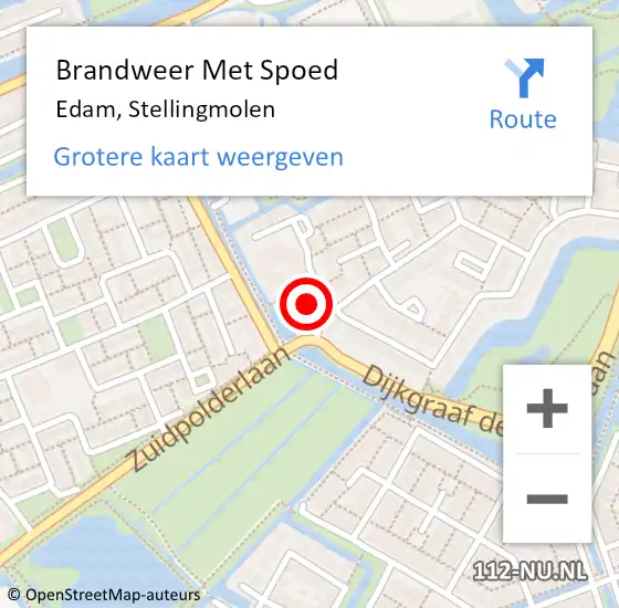 Locatie op kaart van de 112 melding: Brandweer Met Spoed Naar Edam, Stellingmolen op 12 augustus 2014 00:29