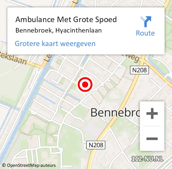 Locatie op kaart van de 112 melding: Ambulance Met Grote Spoed Naar Bennebroek, Hyacinthenlaan op 13 januari 2023 09:19