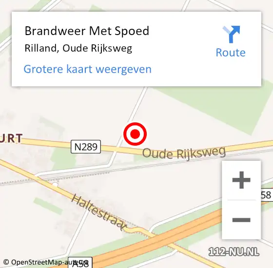 Locatie op kaart van de 112 melding: Brandweer Met Spoed Naar Rilland, Oude Rijksweg op 13 januari 2023 09:24