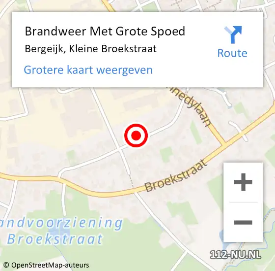 Locatie op kaart van de 112 melding: Brandweer Met Grote Spoed Naar Bergeijk, Kleine Broekstraat op 13 januari 2023 09:28