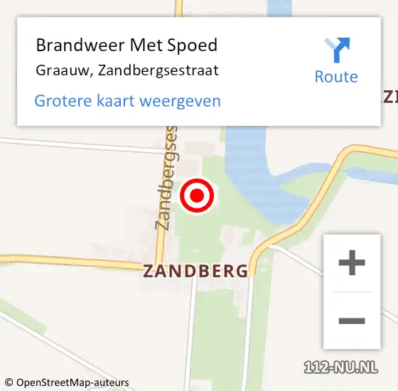 Locatie op kaart van de 112 melding: Brandweer Met Spoed Naar Graauw, Zandbergsestraat op 13 januari 2023 09:47