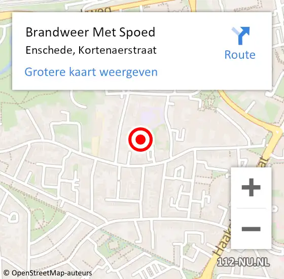 Locatie op kaart van de 112 melding: Brandweer Met Spoed Naar Enschede, Kortenaerstraat op 13 januari 2023 09:49