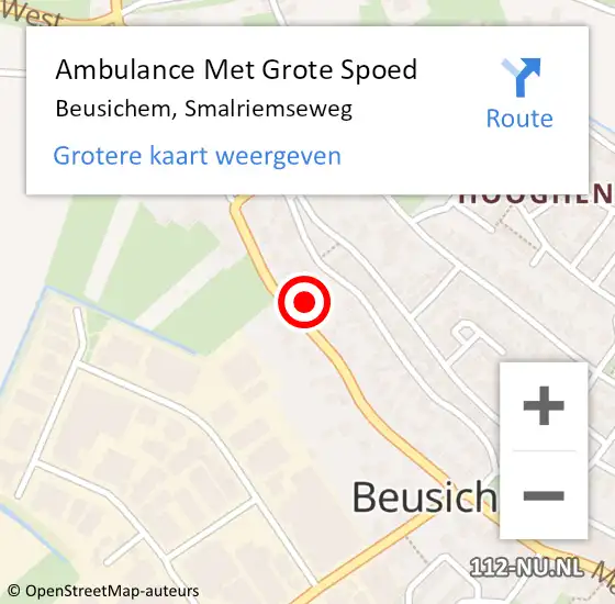 Locatie op kaart van de 112 melding: Ambulance Met Grote Spoed Naar Beusichem, Smalriemseweg op 13 januari 2023 09:55
