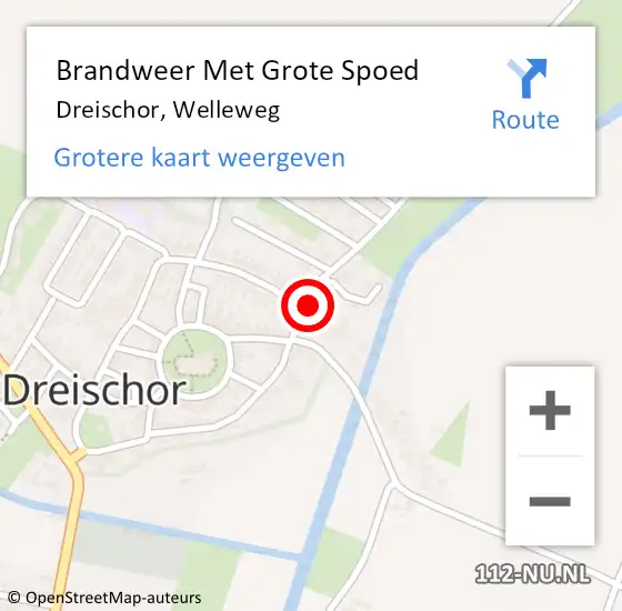 Locatie op kaart van de 112 melding: Brandweer Met Grote Spoed Naar Dreischor, Welleweg op 12 augustus 2014 00:45