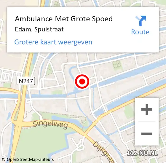 Locatie op kaart van de 112 melding: Ambulance Met Grote Spoed Naar Edam, Spuistraat op 13 januari 2023 10:05