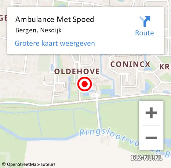 Locatie op kaart van de 112 melding: Ambulance Met Spoed Naar Bergen, Nesdijk op 13 januari 2023 10:09