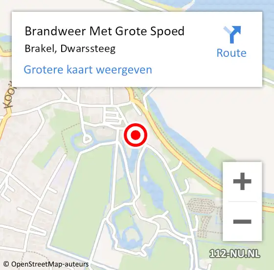 Locatie op kaart van de 112 melding: Brandweer Met Grote Spoed Naar Brakel, Dwarssteeg op 13 januari 2023 10:26