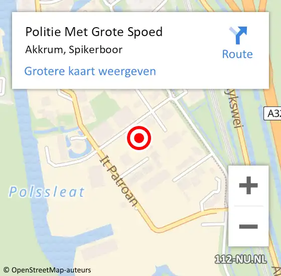 Locatie op kaart van de 112 melding: Politie Met Grote Spoed Naar Akkrum, Spikerboor op 13 januari 2023 10:30