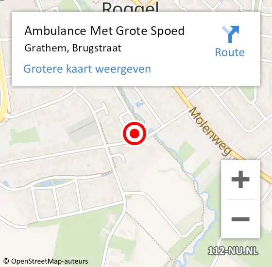 Locatie op kaart van de 112 melding: Ambulance Met Grote Spoed Naar Grathem, Brugstraat op 13 januari 2023 10:42