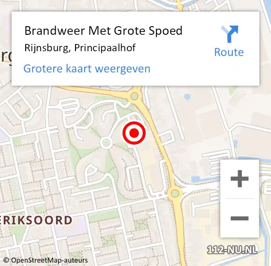Locatie op kaart van de 112 melding: Brandweer Met Grote Spoed Naar Rijnsburg, Principaalhof op 13 januari 2023 11:14