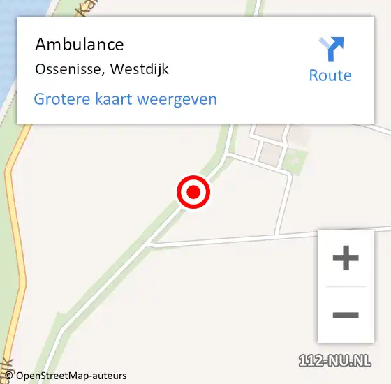 Locatie op kaart van de 112 melding: Ambulance Ossenisse, Westdijk op 11 oktober 2013 10:33