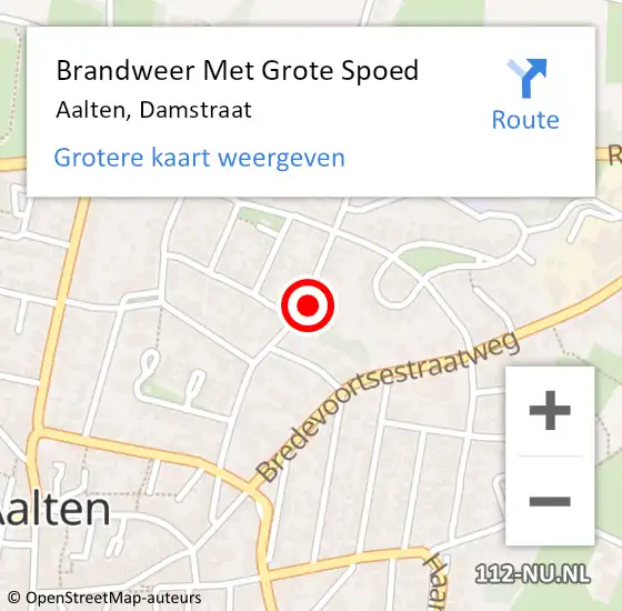 Locatie op kaart van de 112 melding: Brandweer Met Grote Spoed Naar Aalten, Damstraat op 13 januari 2023 11:25