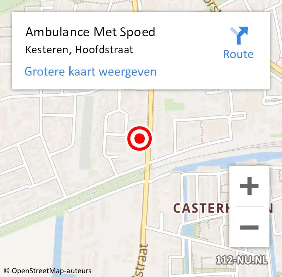 Locatie op kaart van de 112 melding: Ambulance Met Spoed Naar Kesteren, Hoofdstraat op 13 januari 2023 11:35