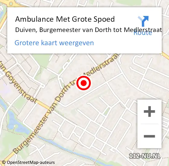 Locatie op kaart van de 112 melding: Ambulance Met Grote Spoed Naar Duiven, Burgemeester van Dorth tot Medlerstraat op 13 januari 2023 11:40