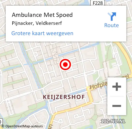 Locatie op kaart van de 112 melding: Ambulance Met Spoed Naar Pijnacker, Veldkerserf op 13 januari 2023 11:49