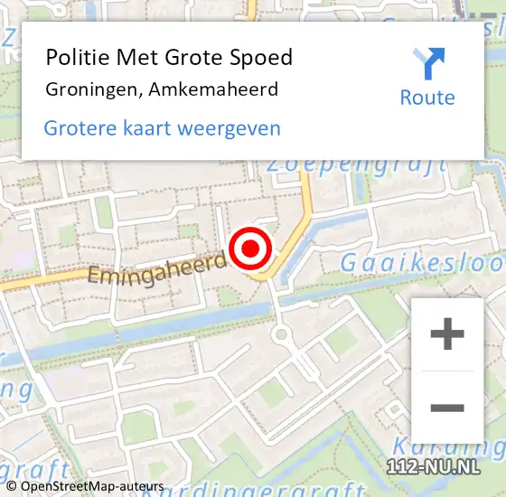 Locatie op kaart van de 112 melding: Politie Met Grote Spoed Naar Groningen, Amkemaheerd op 13 januari 2023 11:59