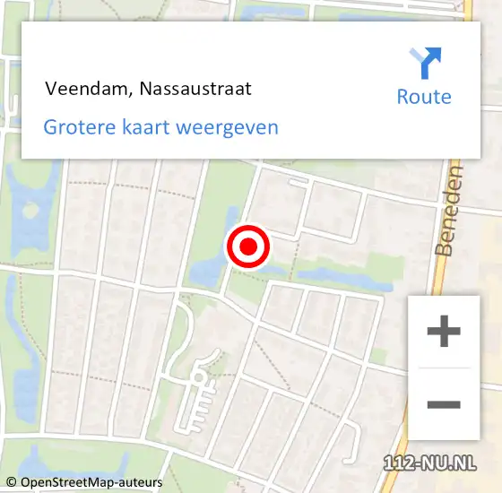 Locatie op kaart van de 112 melding:  Veendam, Nassaustraat op 13 januari 2023 12:28