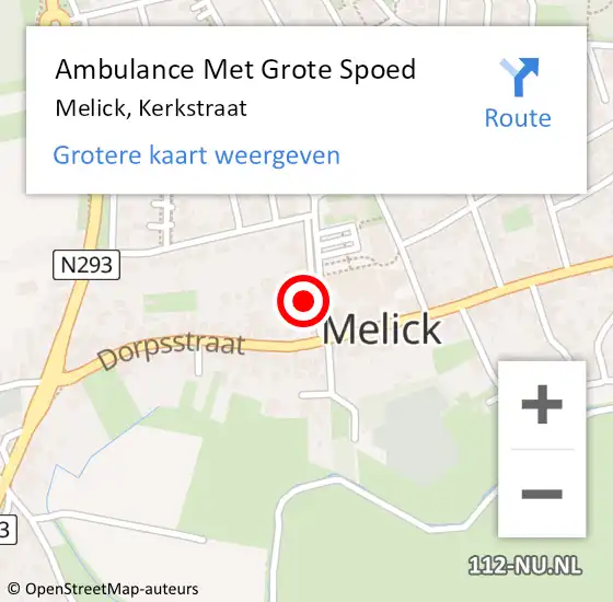 Locatie op kaart van de 112 melding: Ambulance Met Grote Spoed Naar Melick, Kerkstraat op 13 januari 2023 12:43