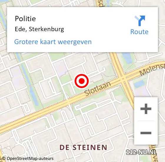 Locatie op kaart van de 112 melding: Politie Ede, Sterkenburg op 13 januari 2023 12:54