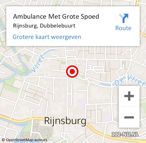 Locatie op kaart van de 112 melding: Ambulance Met Grote Spoed Naar Rijnsburg, Dubbelebuurt op 13 januari 2023 13:03