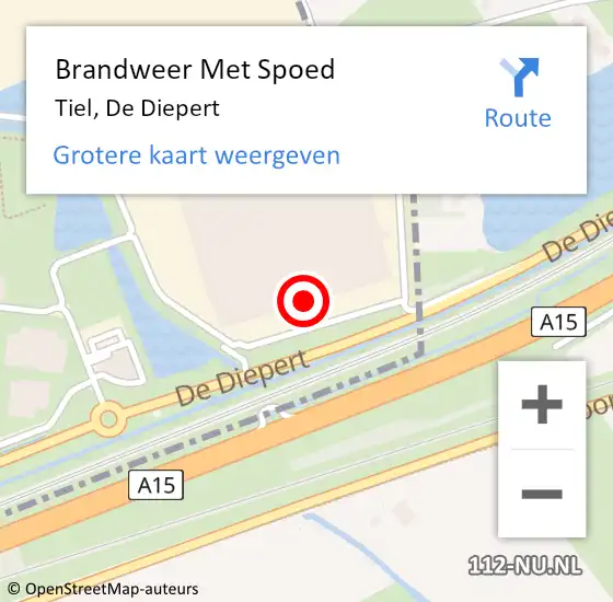 Locatie op kaart van de 112 melding: Brandweer Met Spoed Naar Tiel, De Diepert op 13 januari 2023 13:26