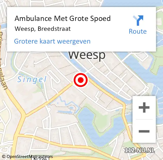 Locatie op kaart van de 112 melding: Ambulance Met Grote Spoed Naar Weesp, Breedstraat op 13 januari 2023 13:29