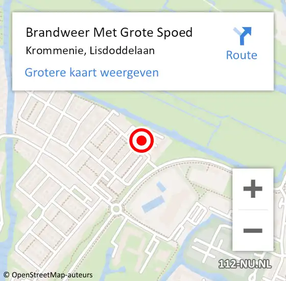 Locatie op kaart van de 112 melding: Brandweer Met Grote Spoed Naar Krommenie, Lisdoddelaan op 13 januari 2023 14:05