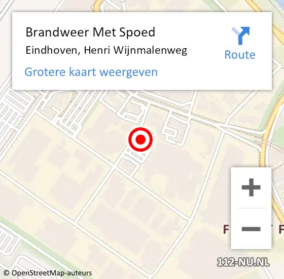 Locatie op kaart van de 112 melding: Brandweer Met Spoed Naar Eindhoven, Henri Wijnmalenweg op 13 januari 2023 14:23