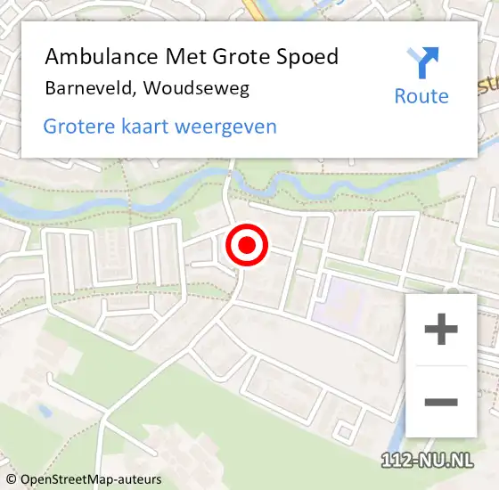 Locatie op kaart van de 112 melding: Ambulance Met Grote Spoed Naar Barneveld, Woudseweg op 13 januari 2023 14:35