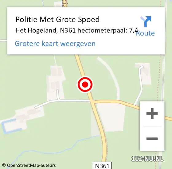 Locatie op kaart van de 112 melding: Politie Met Grote Spoed Naar Het Hogeland, N361 hectometerpaal: 7,4 op 13 januari 2023 14:37