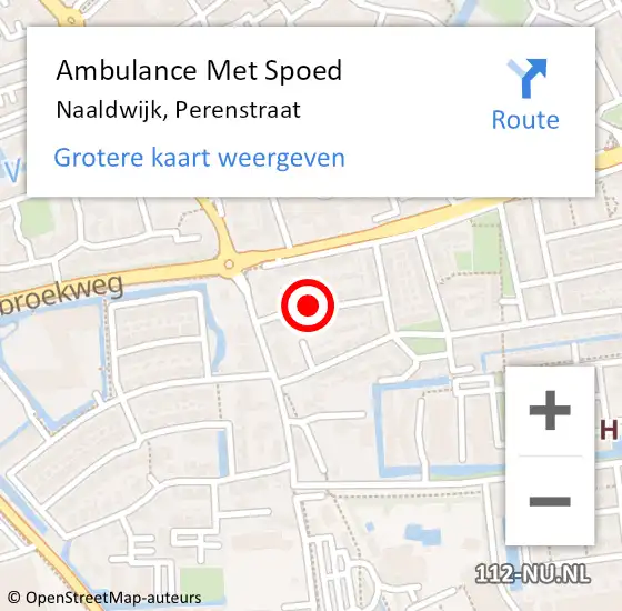 Locatie op kaart van de 112 melding: Ambulance Met Spoed Naar Naaldwijk, Perenstraat op 13 januari 2023 14:42