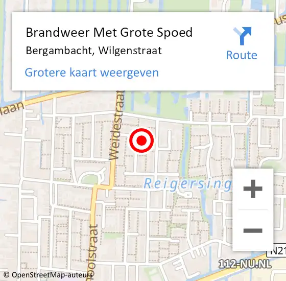 Locatie op kaart van de 112 melding: Brandweer Met Grote Spoed Naar Bergambacht, Wilgenstraat op 13 januari 2023 15:00
