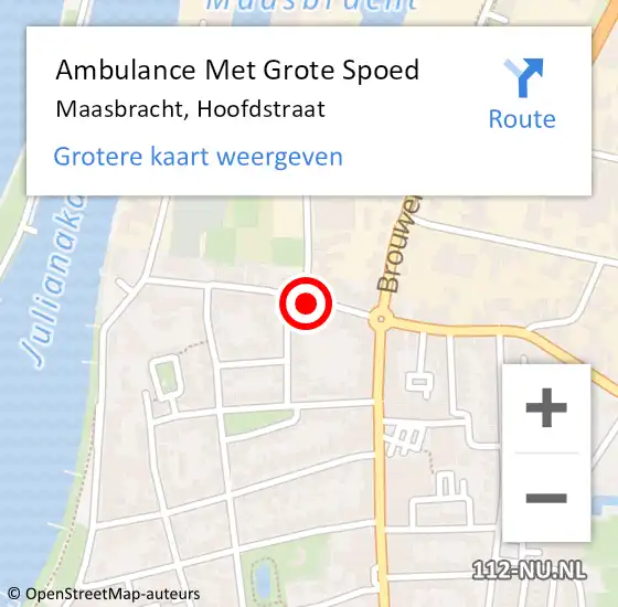 Locatie op kaart van de 112 melding: Ambulance Met Grote Spoed Naar Maasbracht, Hoofdstraat op 13 januari 2023 15:11