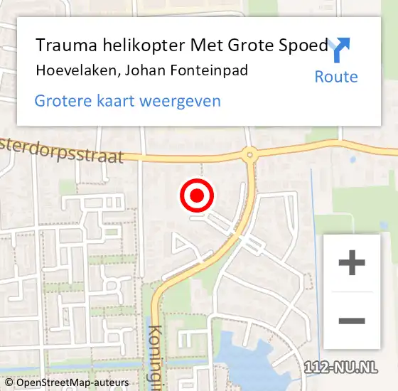 Locatie op kaart van de 112 melding: Trauma helikopter Met Grote Spoed Naar Hoevelaken, Johan Fonteinpad op 13 januari 2023 15:20