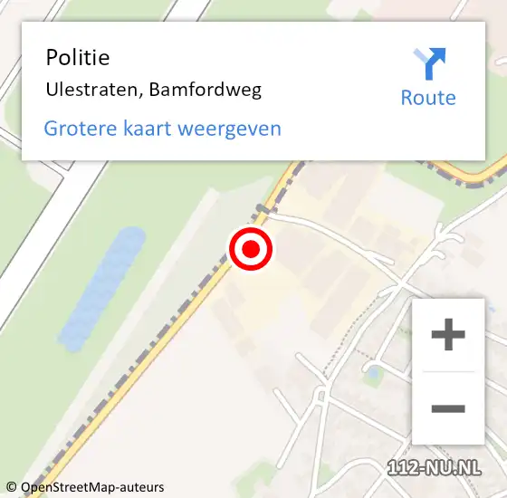 Locatie op kaart van de 112 melding: Politie Ulestraten, Bamfordweg op 13 januari 2023 15:25