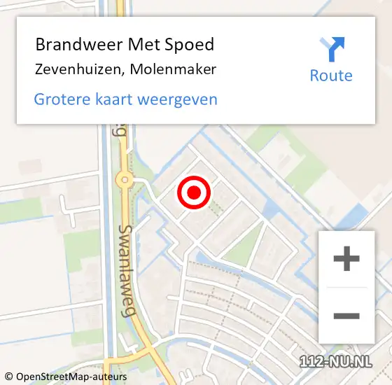 Locatie op kaart van de 112 melding: Brandweer Met Spoed Naar Zevenhuizen, Molenmaker op 13 januari 2023 15:48