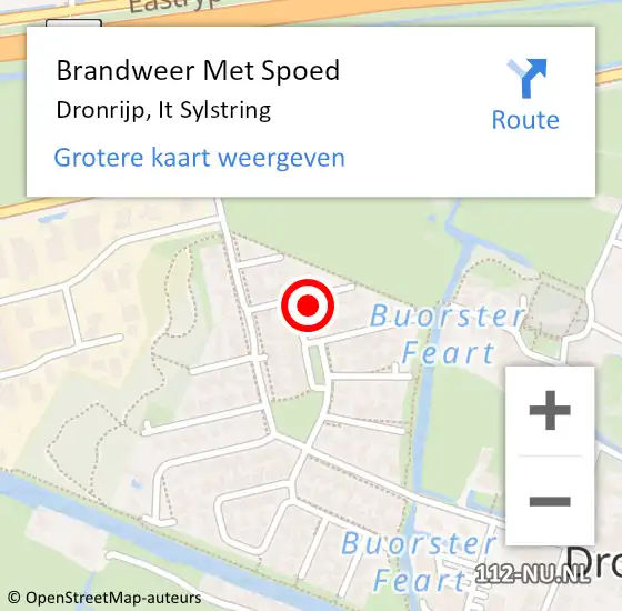 Locatie op kaart van de 112 melding: Brandweer Met Spoed Naar Dronrijp, It Sylstring op 13 januari 2023 15:57